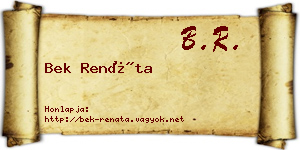 Bek Renáta névjegykártya
